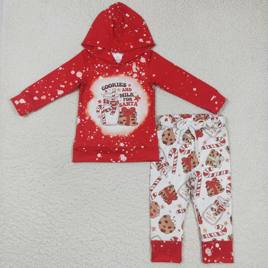 11.25 RTS NO MOQ（In Stock) BLP0219 cookies milk red long sleeve hooded trousers suit