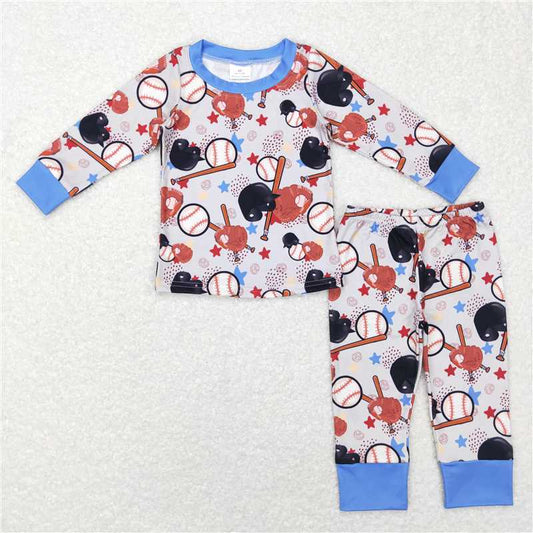 BLP0418 Baby Girl Baseball Long Sleeve Tops Pants Pajamas Clothes Sets