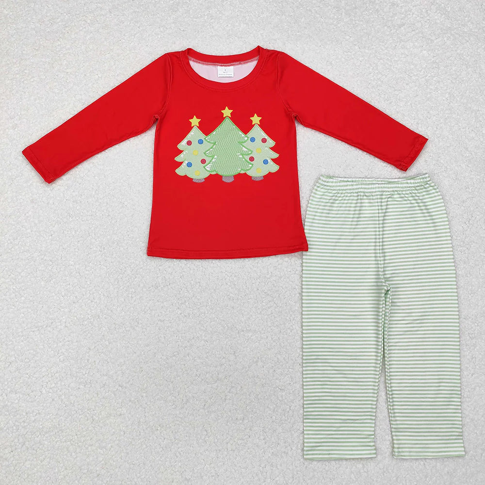 Sibling Baby Kids Boys Girls Red Christmas Tree Rompers Clothing Sets
