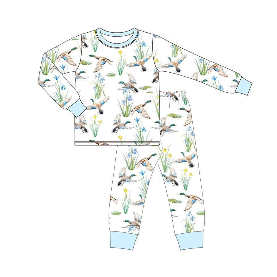 BLP1034 Baby Boys Blue Mallard Ducks Hunting Shirts Pants Pajamas Clothes Sets Preorder