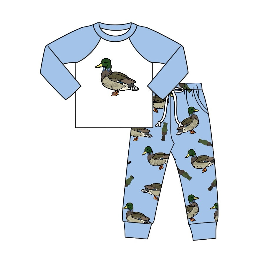 BLP1036 Baby Boys Blue Duck Shirt Pants Clothes Sets Preorder