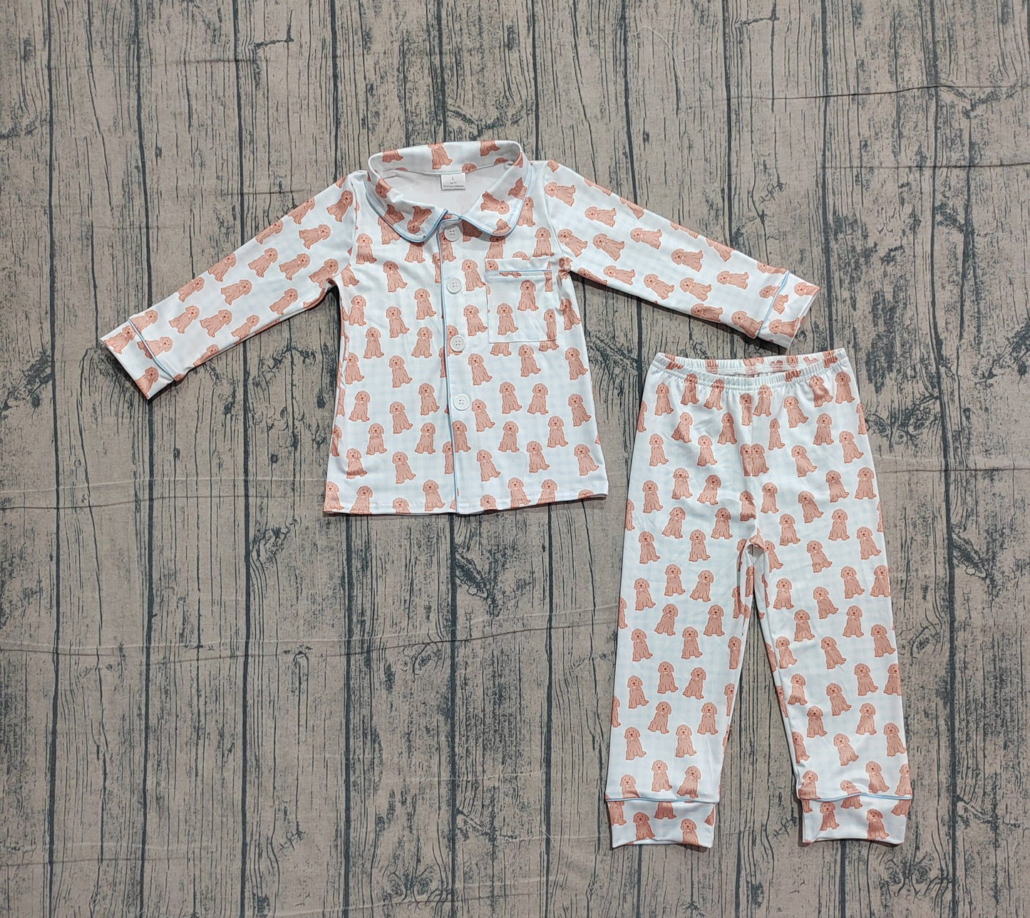 Pre-order no moq BLP1408 pre-order baby boy clothes puppy long sleeve summer pants outfit-26.1.19