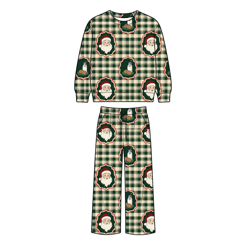 7.27 deisgn Baby Boys Santa Checked Top Pockets Pants Christmas Clothes Set