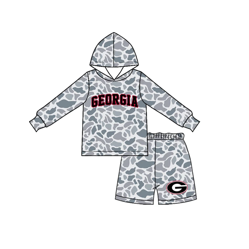 Custom Order Baby Boys Georgia Hooded Shirt Top Camo Shorts Outfits Clothes Sets