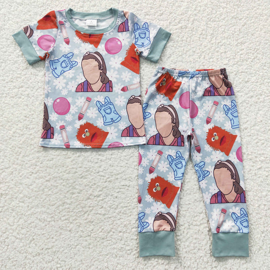 BSPO0101 Baby Boy Kids Cartoon Blue Pajamas clothes Sets