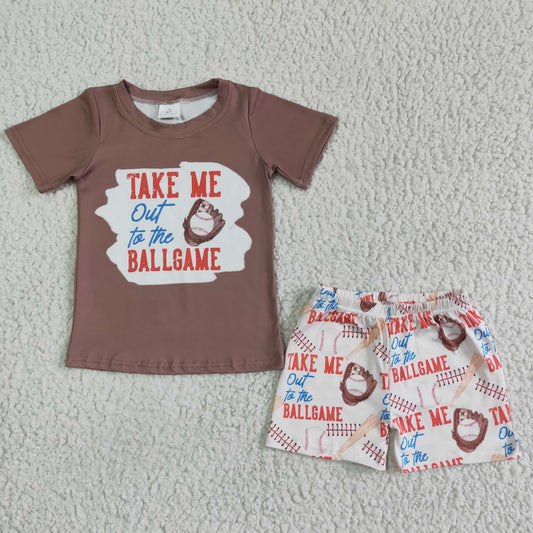 BSSO0023 Baby Boys Ballgame Khaki Shorts Sets