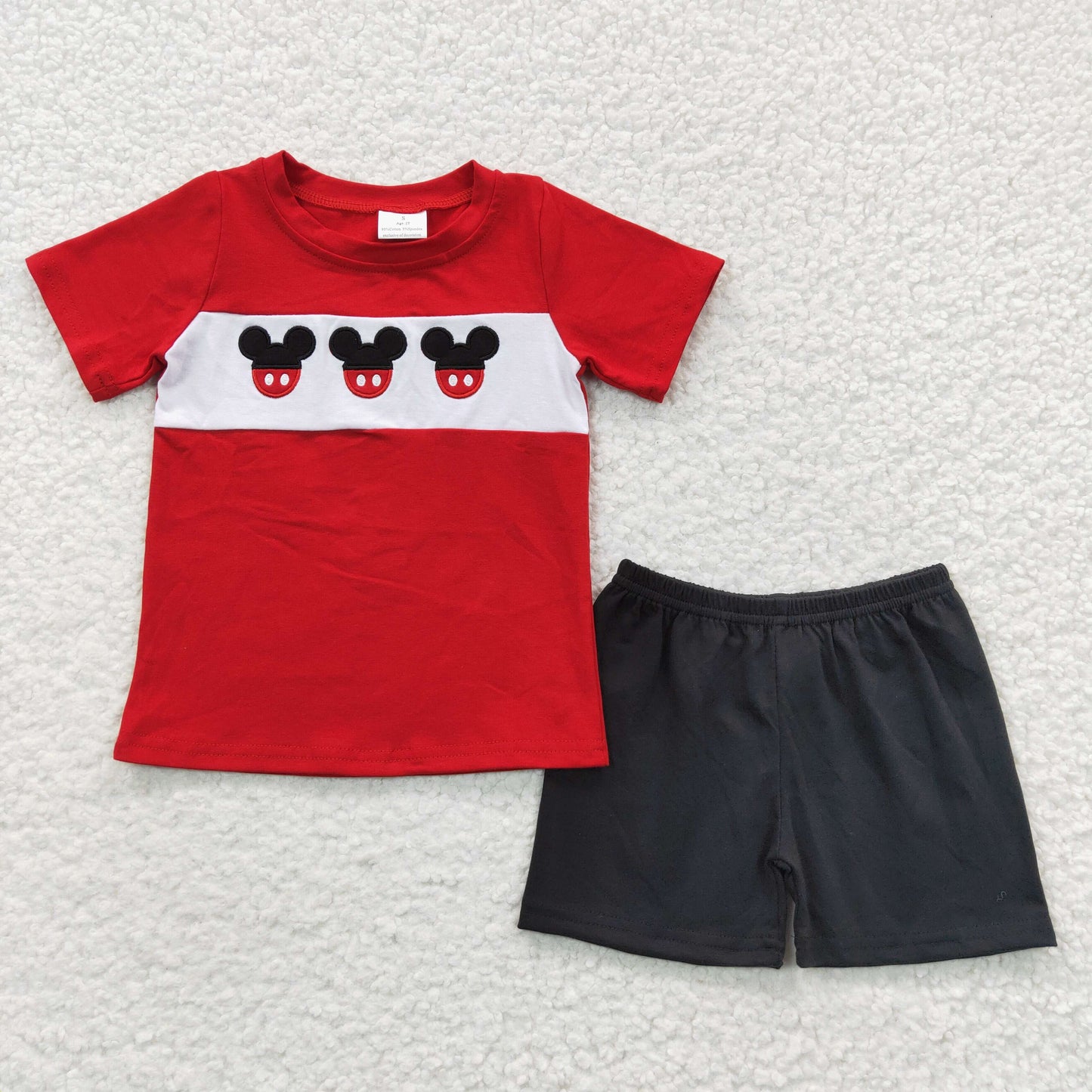 BSSO0092  Baby Boy Summer Mouse Embroidery Shorts sets