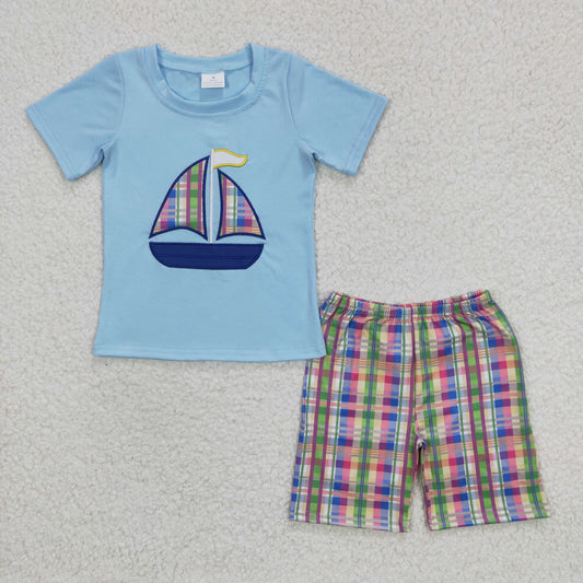 BSSO0127 Baby Boys Summer Boats shorts Clothes Sets