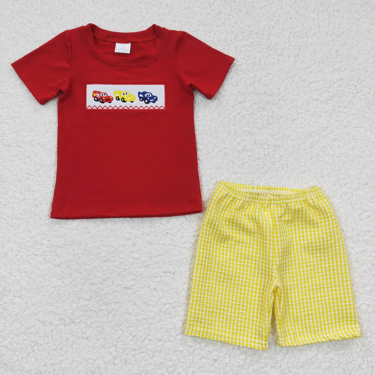 BSSO0133 Baby Boy Car Red Summer Shorts Clothes Sets