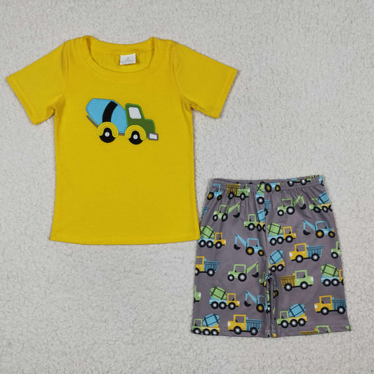 BSSO0186 Baby Boy Cement Mixer Summer Shorts Sets