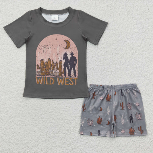 BSSO0187 Baby Boy Wild Western Summer Shorts Sets