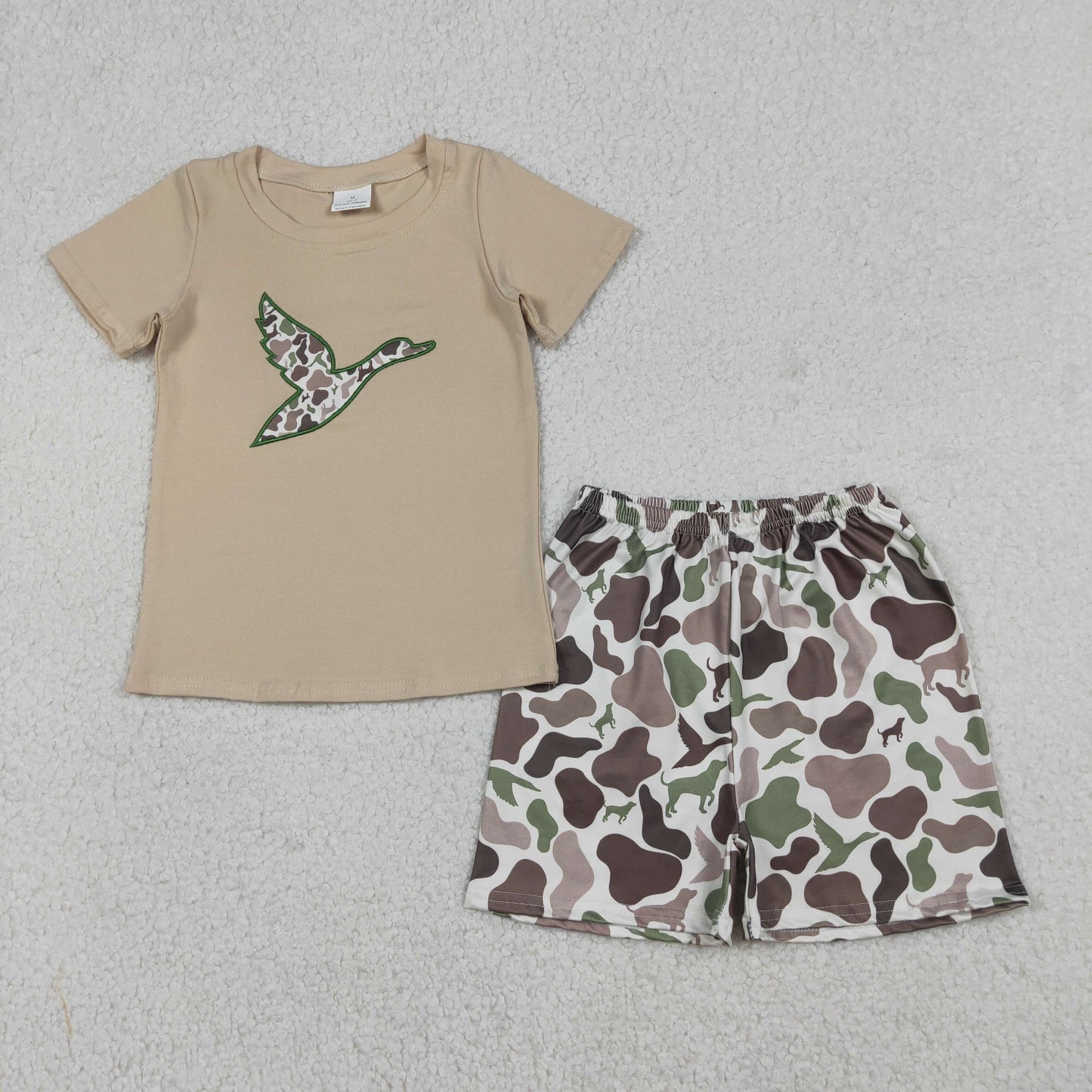 Sibling Baby boys clothes Embroidery duck camouflage short sleeve shorts sets and Rompers