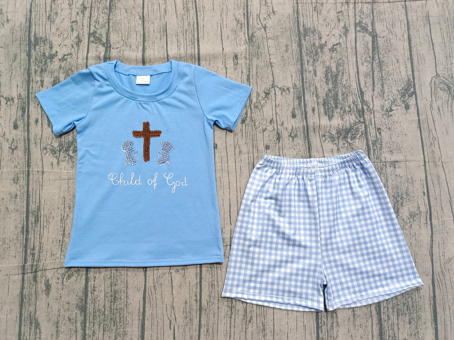Pre-order no moq BSSO1714 pre-order baby boy clothes embroidery easter blue short sleeve shorts summer outfit-26.1.20