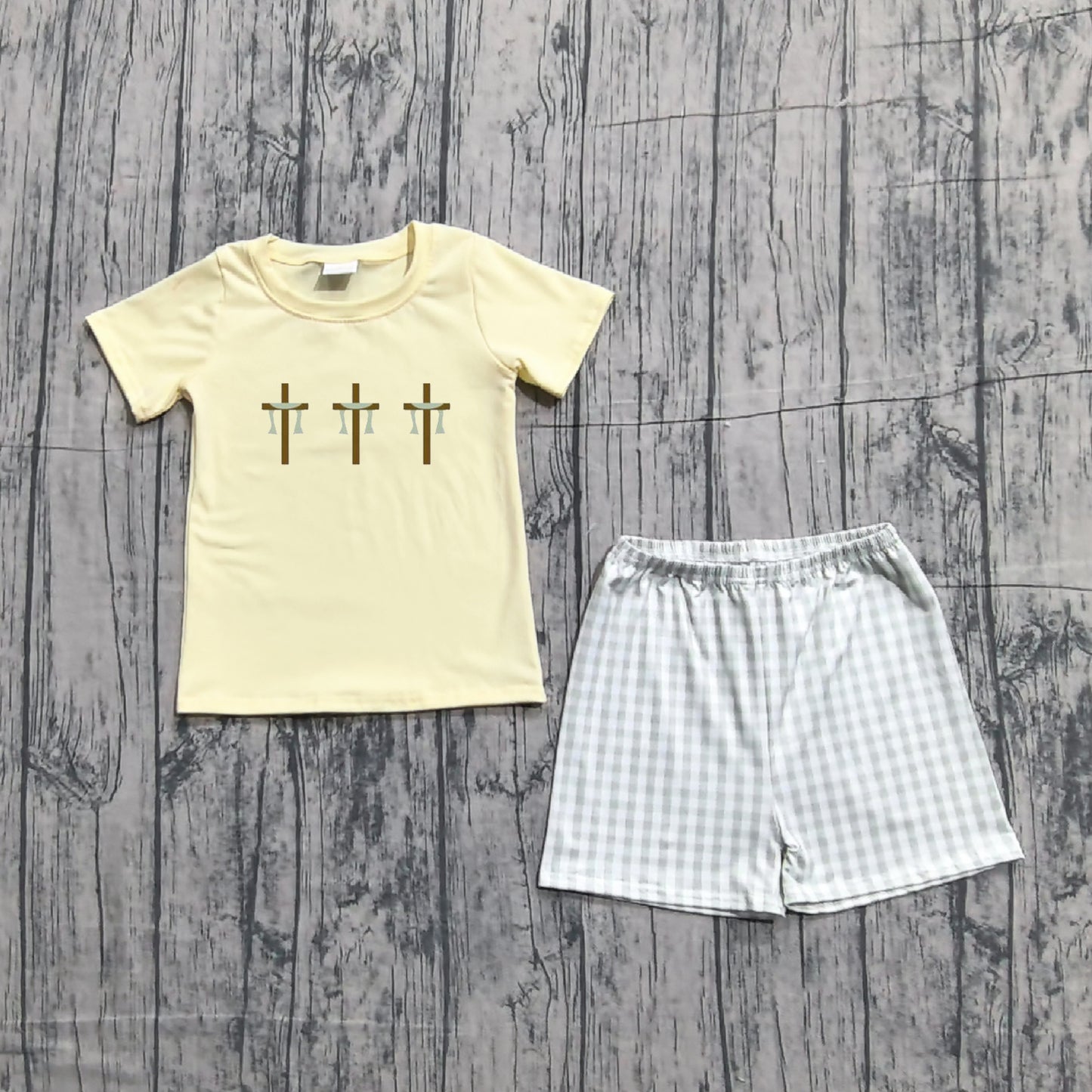 11.25 MOQ：5pcs BSSO1717 pre-order baby boy clothes embroidery cross toddler boy easter summer outfit-26.1.10