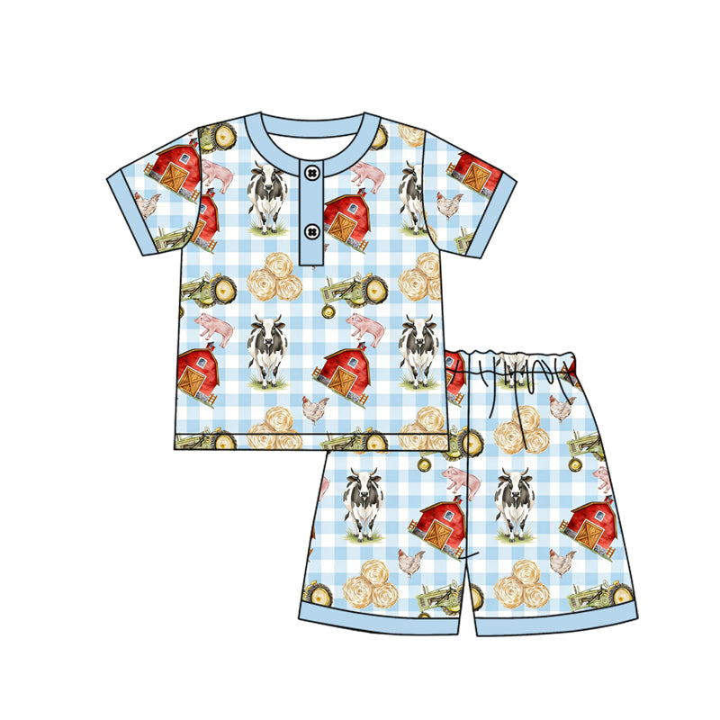 Pre-order no moq BSSO1813 pre-order baby boy clothes farm short sleeve summer outfit-25.12.29