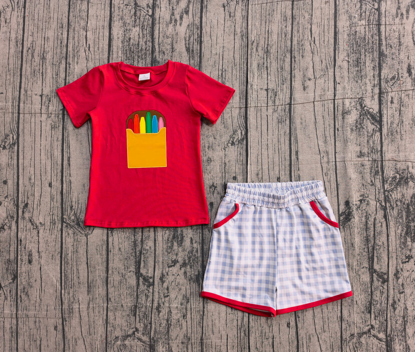 Pre-order no moq BSSO1819 pre-order baby boy clothes embroidery red short sleeve summer outfit-26.1.6
