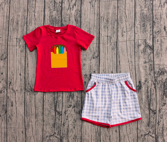 Pre-order no moq BSSO1819 pre-order baby boy clothes embroidery red short sleeve summer outfit-26.1.6