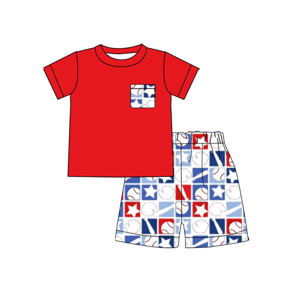 Pre-order no moq BSSO1820 pre-order baby boy clothes red short sleeve summer outfit-25.12.29