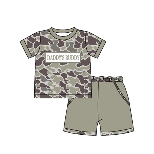 Pre-order no moq BSSO1836 pre-order baby boy clothes DADDY BUDDY camouflage short sleeve summer shorts outfit-26.1.1