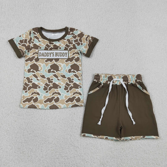BSSO1839 baby boy clothes DADDY BUDDY camouflage short sleeve summer outfit