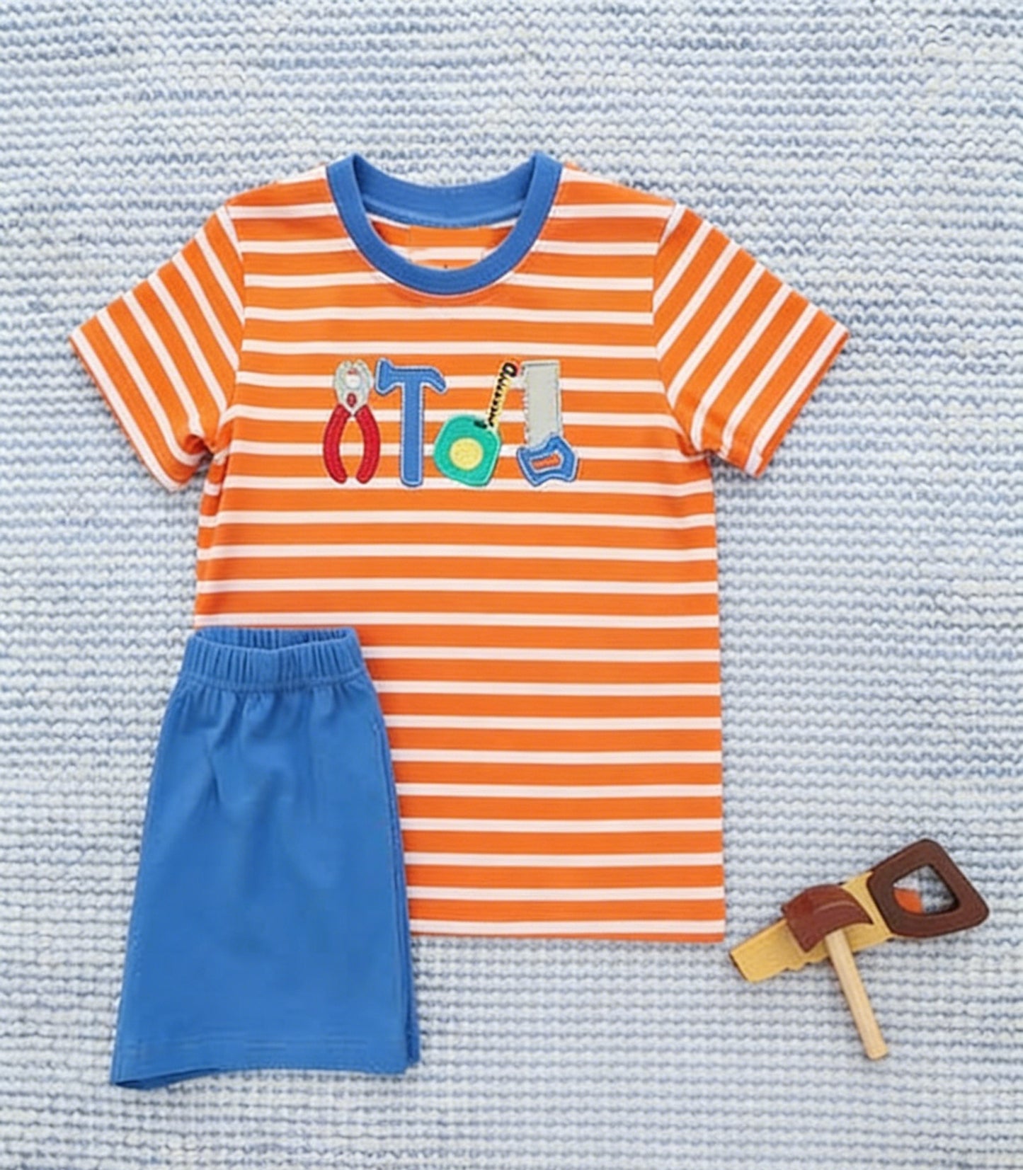 Pre-order no moq BSSO1851 pre-order baby boy clothes orange short sleeve summer shorts outfit-26.1.6