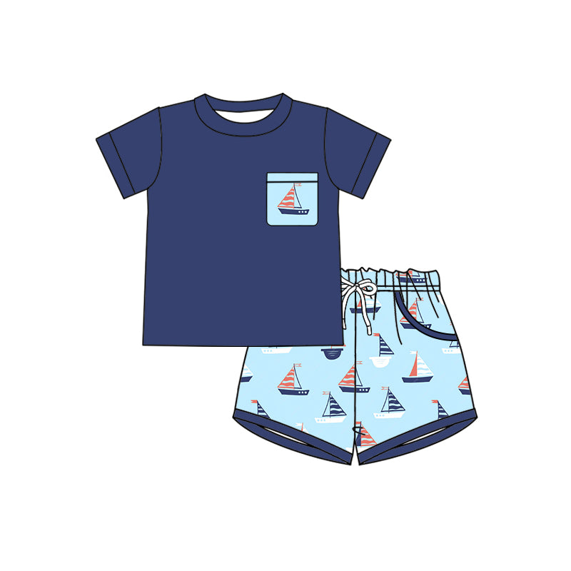 Pre-order no moq BSSO1855 pre-order baby boy clothes boat short sleeve summer shorts outfit-26.1.7