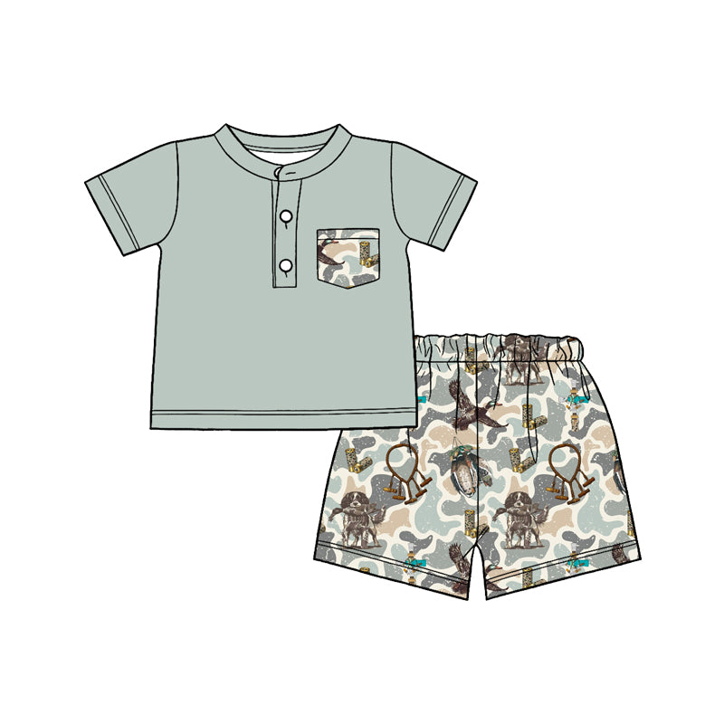 Pre-order no moq BSSO1857 pre-order baby boy clothes camouflage hat duck short sleeve summer shorts outfit-26.1.7