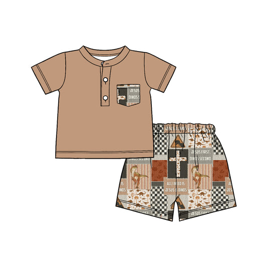 Pre-order no moq BSSO1858 pre-order baby boy clothes easter short sleeve summer shorts outfit-26.1.7