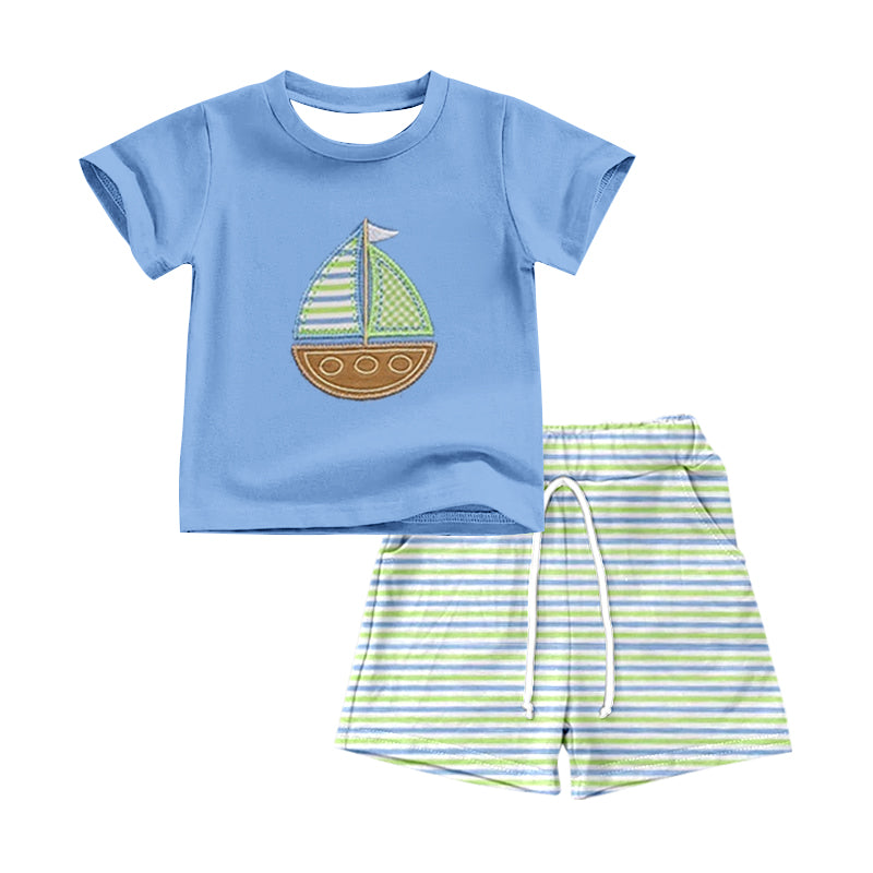 Pre-order no moq BSSO1860 pre-order baby boy clothes boat short sleeve summer shorts outfit-26.1.8