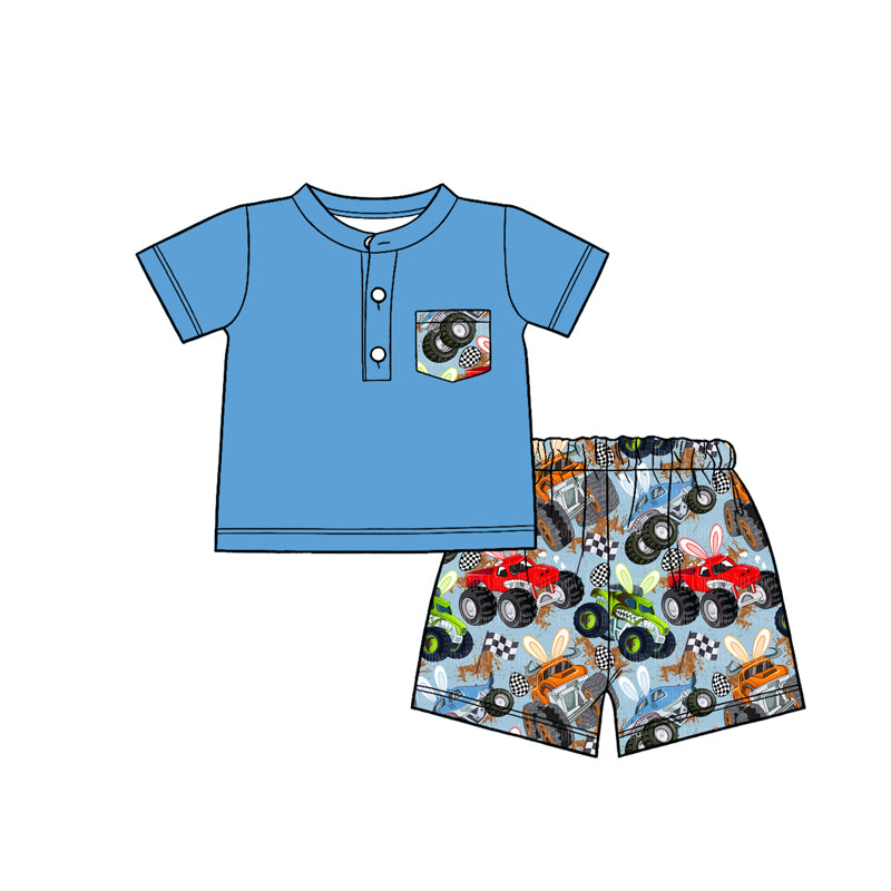 Pre-order no moq BSSO1864 pre-order baby boy clothes summer easter short sleeve shorts sets-26.1.9