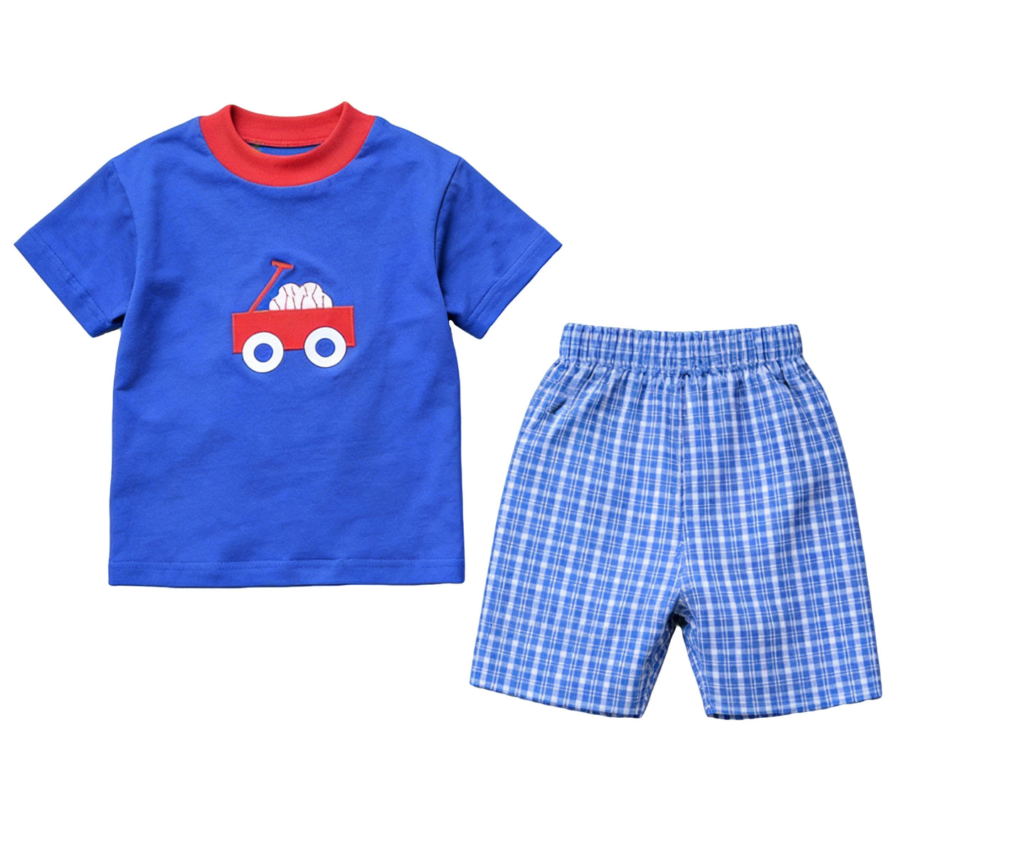 Pre-order no moq BSSO1866 pre-order baby boy clothes summer blue short sleeve shorts sets-26.1.10