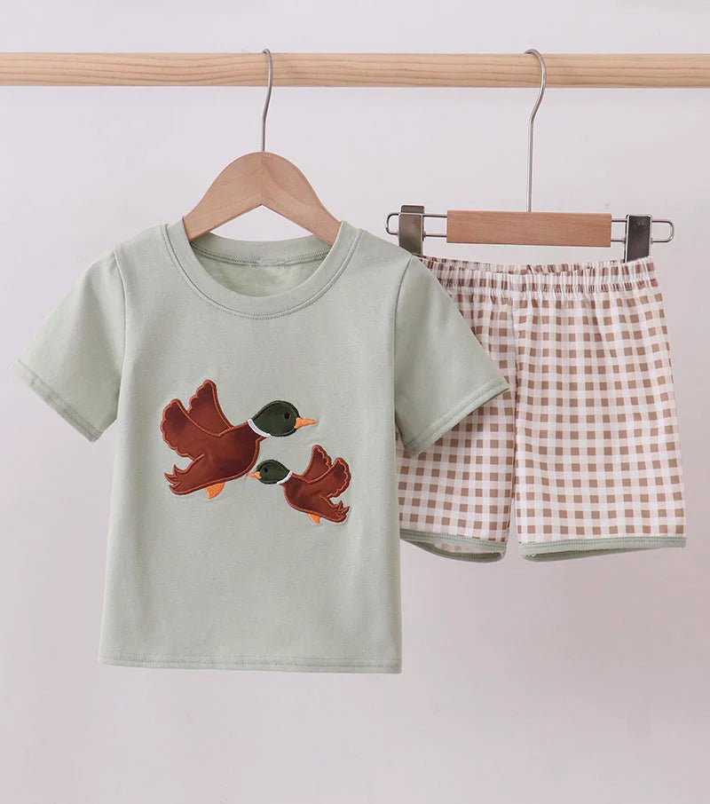 Pre-order no moq BSSO1867 pre-order baby boy clothes summer duck short sleeve shorts sets-26.1.10