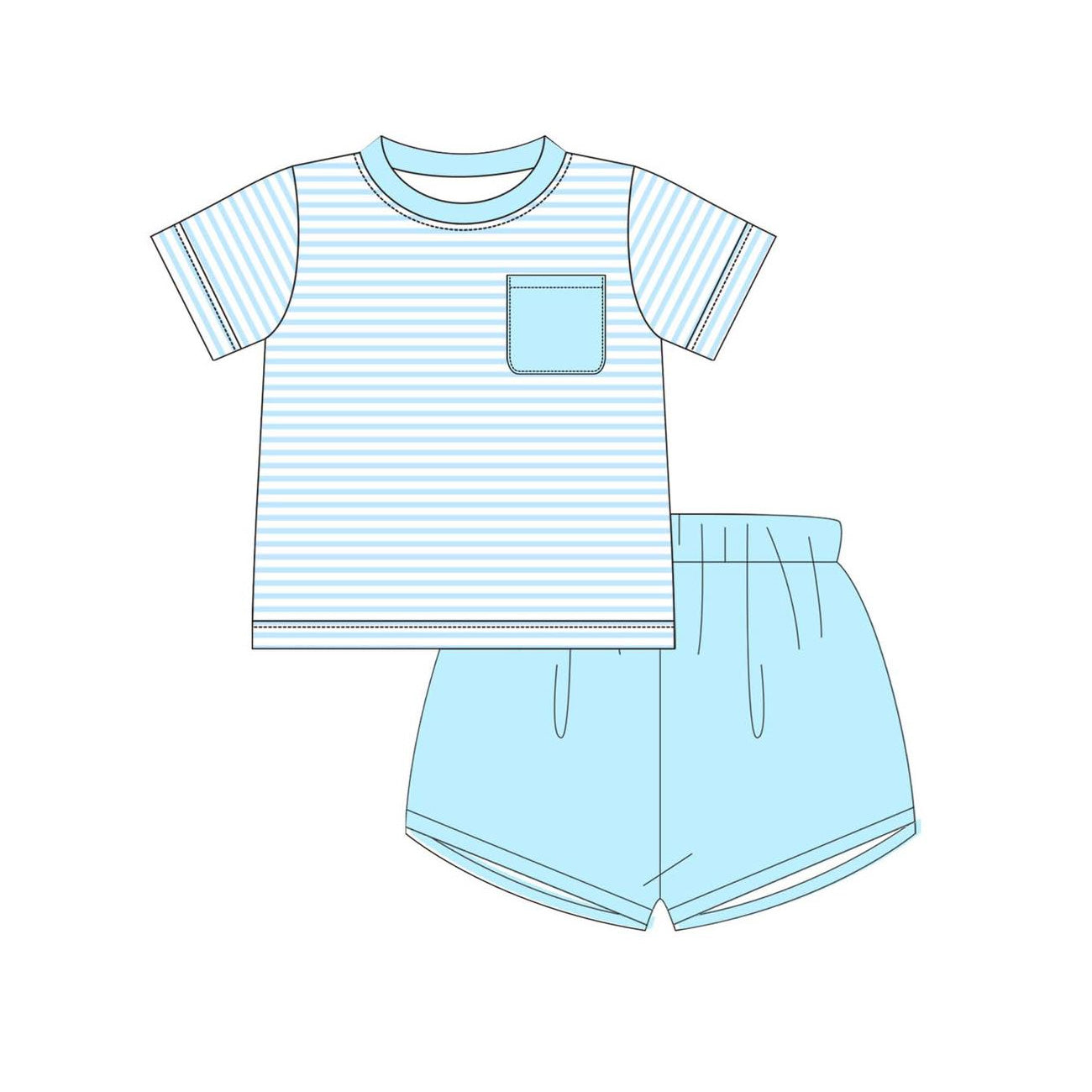 Pre-order no moq BSSO1880 pre-order baby boy clothes blue short sleeve shorts summer outfit-26.1.15