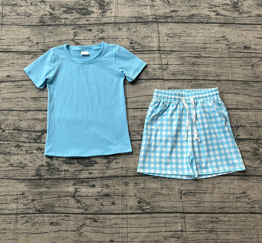 Pre-order no moq BSSO1883 pre-order baby boy clothes blue short sleeve shorts summer outfit-26.1.24