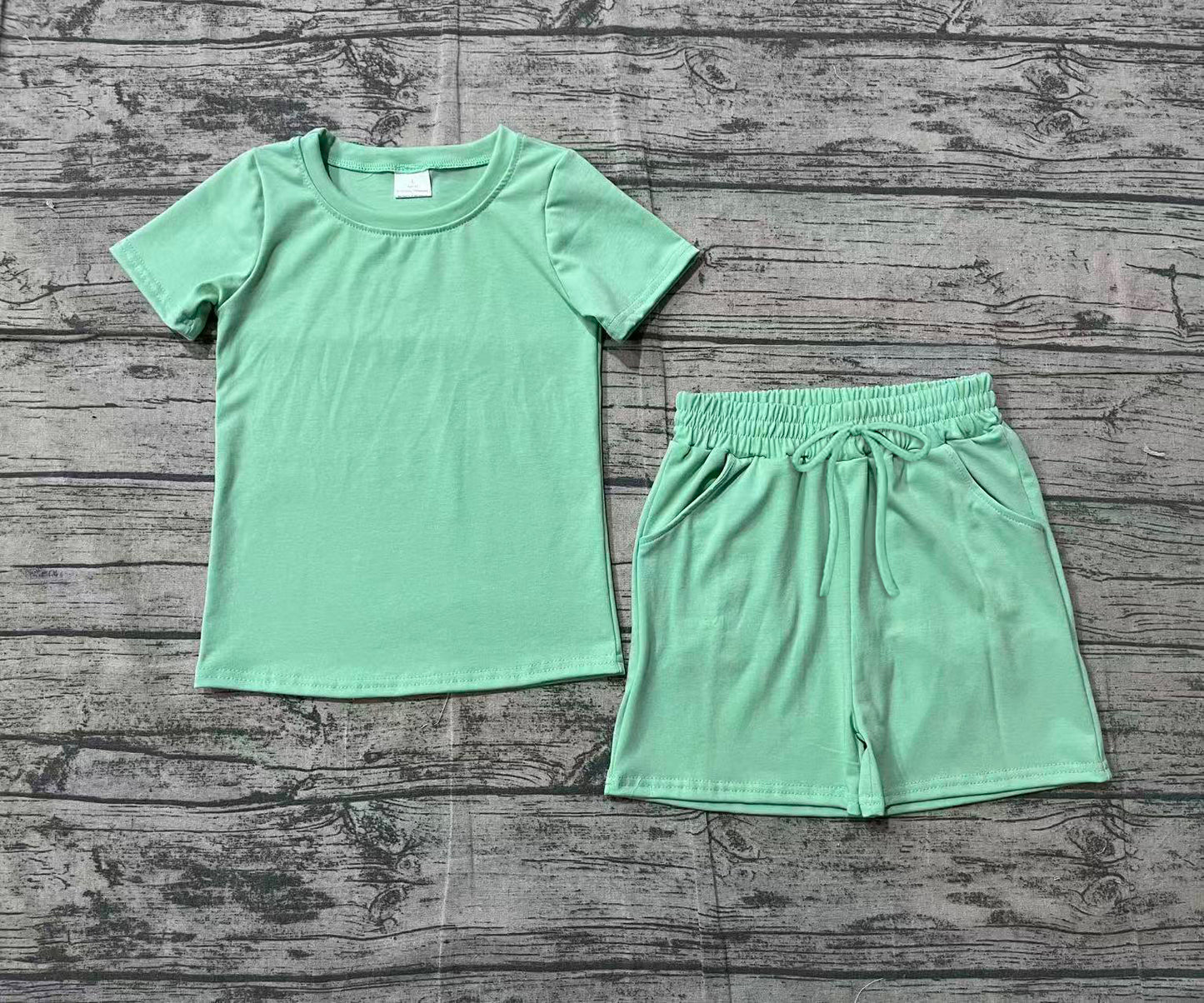 Pre-order no moq BSSO1886 pre-order baby boy clothes light green short sleeve shorts summer outfit-26.1.25