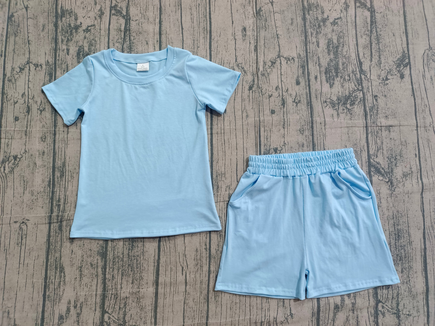 BSSO1887 Preorder IRL Baby Boy Light Blue Shirts Top Pockets Shorts Clothes Sets