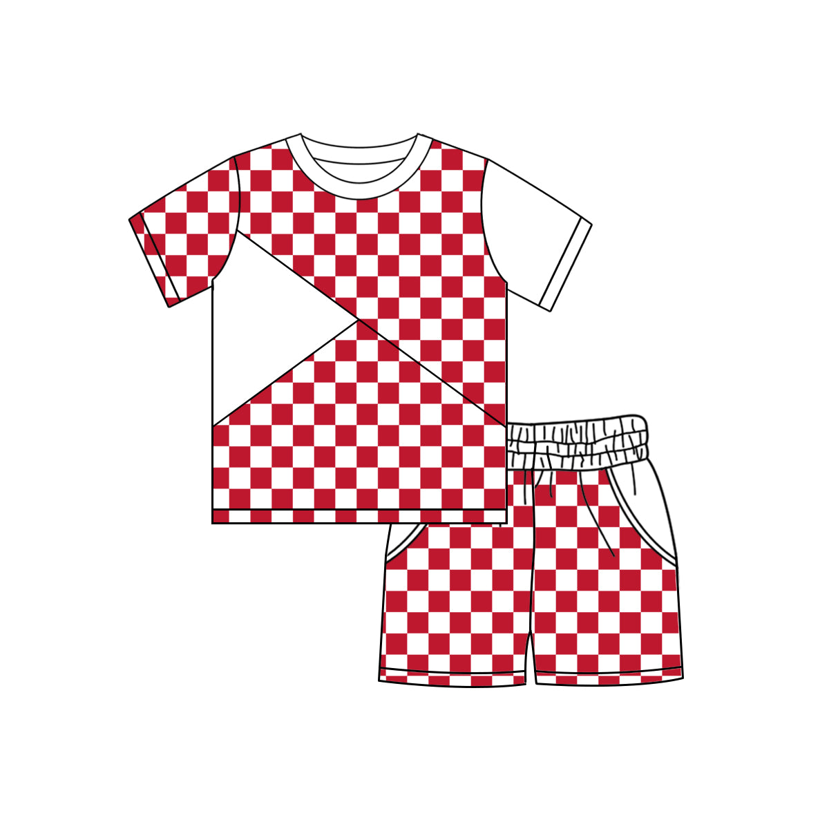 Pre-order no moq BSSO1892 pre-order baby boy clothes red plaid short sleeve shorts summer outfit-26.1.16