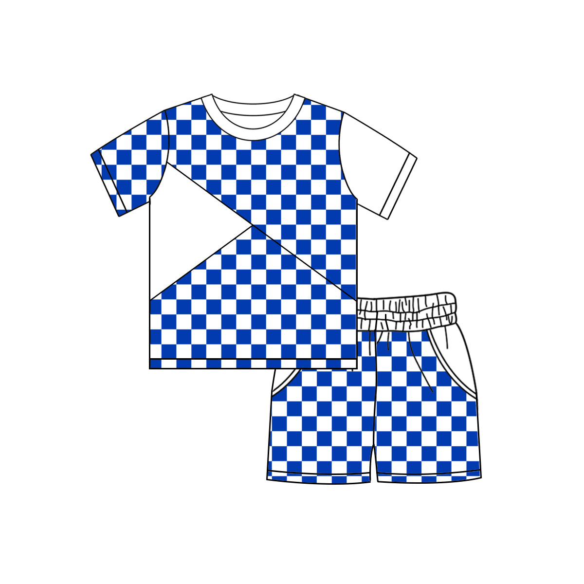 Pre-order no moq BSSO1893 pre-order baby boy clothes blue plaid short sleeve shorts summer outfit-26.1.16