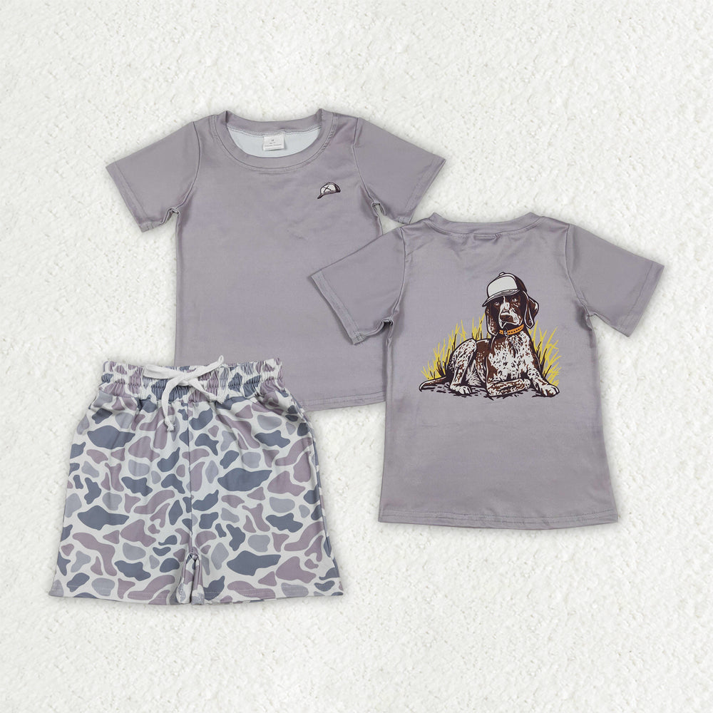 RTS NO MOQ（In Stock) BT1149+SS0730 baby boys clothes puppy camouflage short sleeve shorts sets-BSSO1900