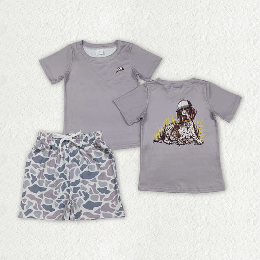 RTS NO MOQ（In Stock) BT1149+SS0730 baby boys clothes puppy camouflage short sleeve shorts sets-BSSO1900