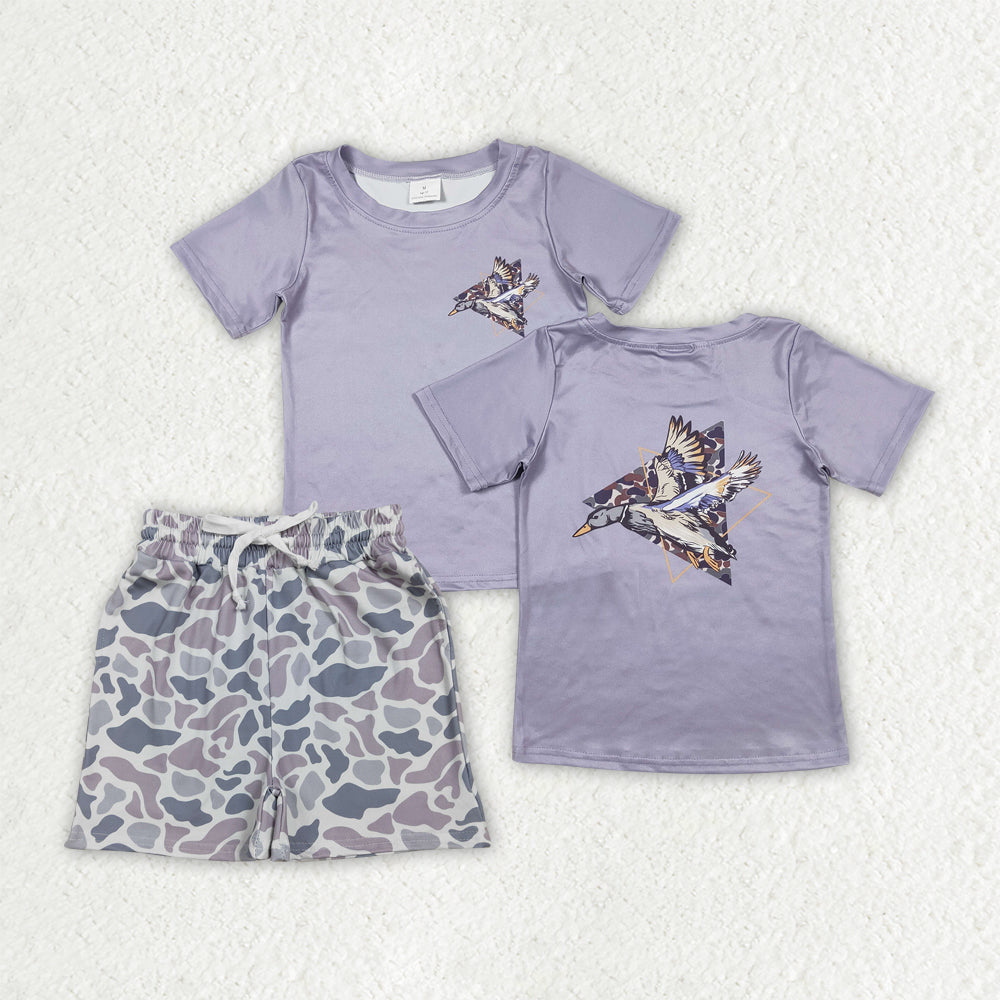 RTS NO MOQ（In Stock) BT0599+SS0730 baby boys clothes duck camouflage short sleeve shorts sets-BSSO1902