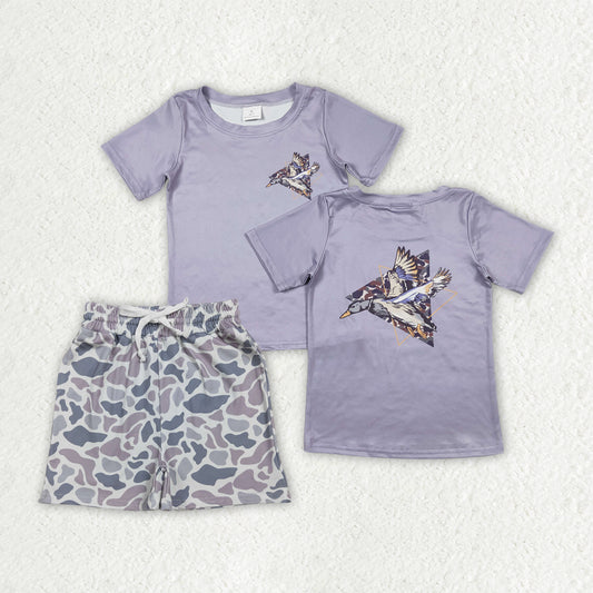 RTS NO MOQ(In Stock) BT0599+SS0730 baby boys clothes duck camouflage short sleeve shorts sets-BSSO1902