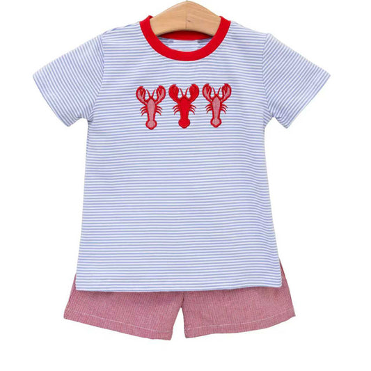 Pre-order no moq BSSO1906 pre-order baby boy clothes lobster short sleeve shorts summer outfit-26.1.19