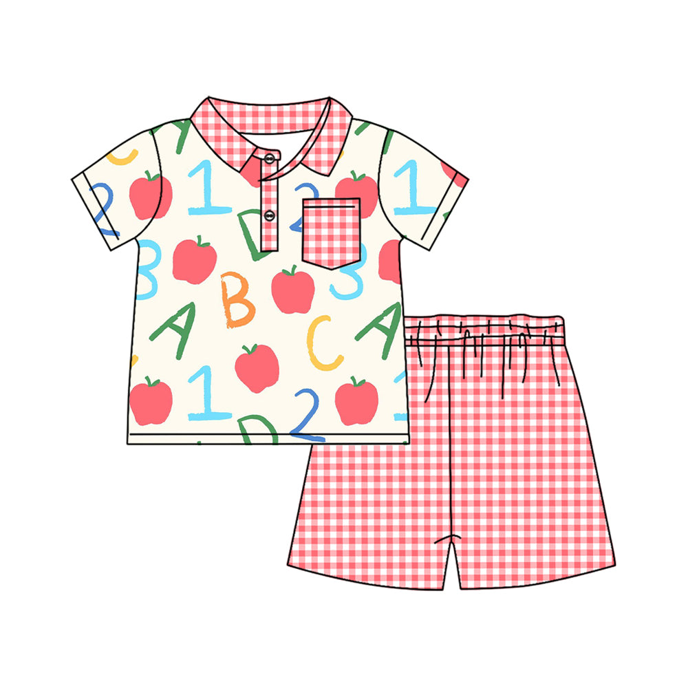 Pre-order no moq BSSO1913 pre-order baby boy clothes ABC apple short sleeve shorts summer outfit-26.1.20