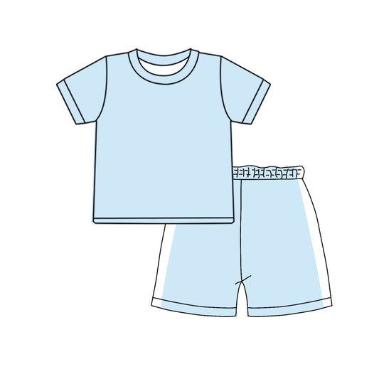 BSSO1925 Preorder Baby Boy Light Blue Shirts Top Short Clothes Pajamas Sets