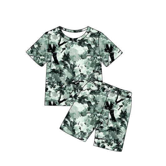 BSSO1933 Preorder Baby Boy Southern Leaves Camo Top Shorts Hunting Pajamas Clothes Sets