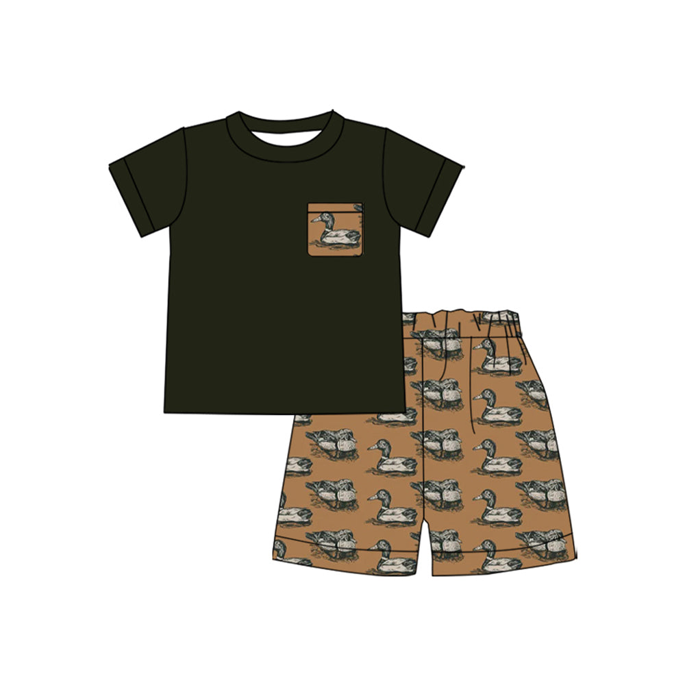 BSSO1940 Preorder Baby Boy Ducks Pocket Top Short Hunting Clothes Sets