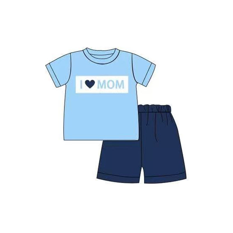 BSSO1942 Preorder Baby Boy I Love Mom Top Short Clothes Sets