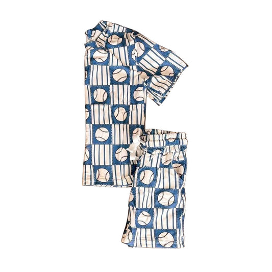 BSSO1960 Preorder Baby Boy Striped Baseball Top Shorts Clothes Sets