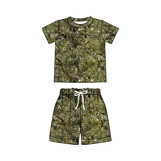 BSSO2010 Preorder Baby Boy Ducks Fishes Shirt Top Short Hunting Pajamas Clothes Set